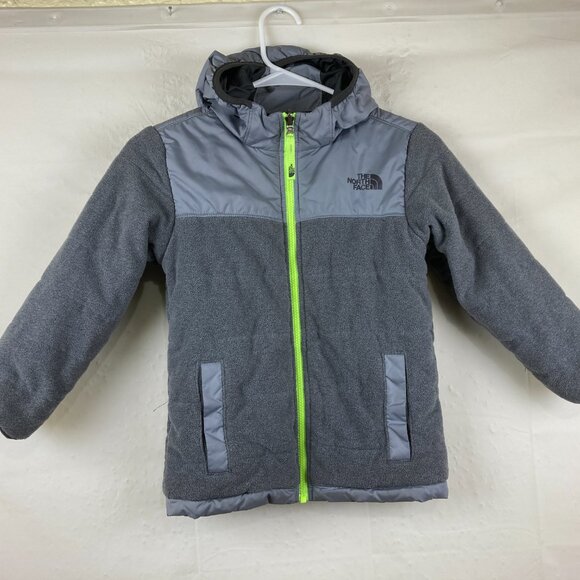 The North Face Boys sz 6 Reversible Hooded Jacket Fall Winter Logo Gray - Picture 6 of 9